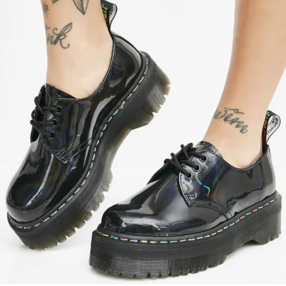 Dr. Martens 1461 Quad Black Rainbow (Platform)